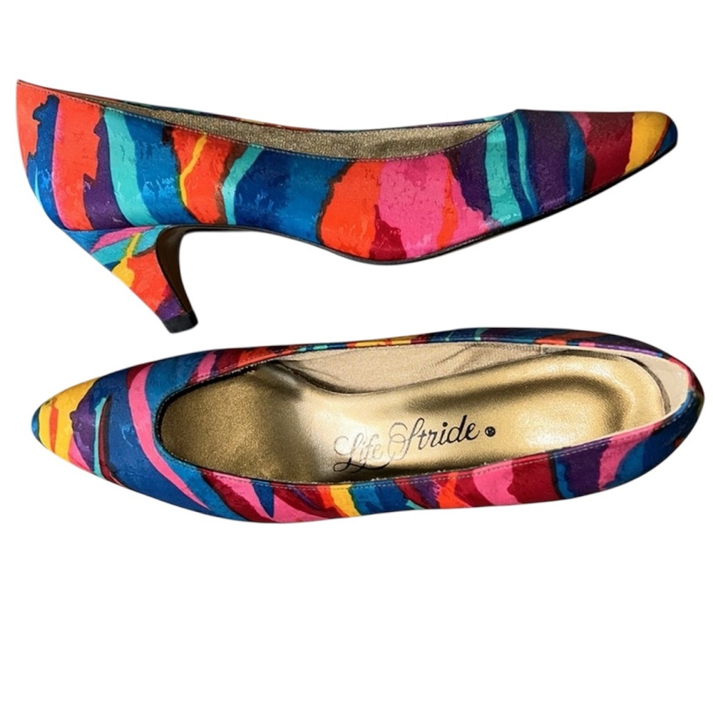 Vintage 1980s Silk Ribbon Pumps. Size 9AA